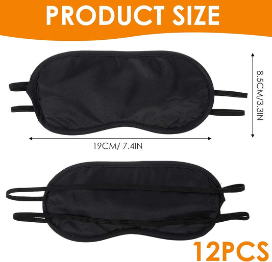 12Pcs Blindfolds for Party Games, Blackout Sleep Mask for Travel, Blindfold Silk Eye Mask with Straps, Soft Breathable Eye Covers for Sleeping Side Sleeper(Black)