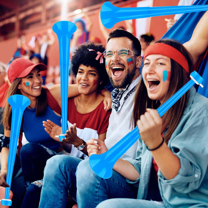 Denylo pro Collapsible Stadium Horn 24 Inch Vuvuzela Plastic Trumpet Horn Blue Blow Horn Loud Sound Soccer Horn Noisemakers for Sporting Events Graduation Party Supplies
