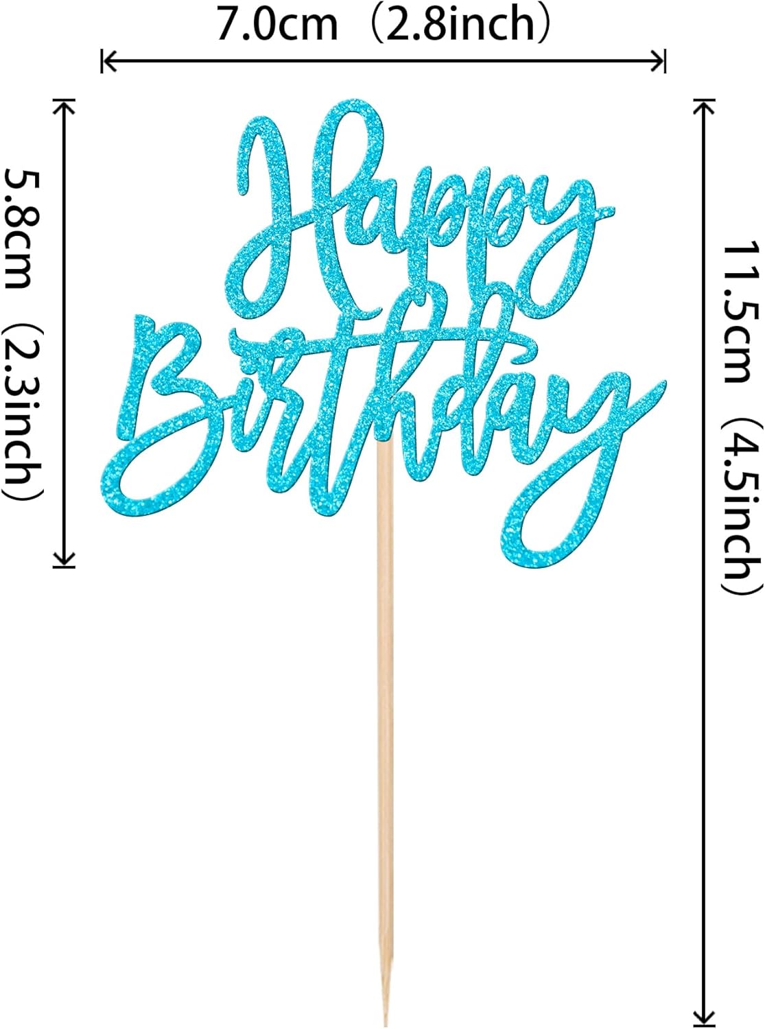 24 PCS Happy Birthday Cupcake Toppers Glitter Picks for Celebrating Anniversary Theme Party Cake Decorations Supplies Gold