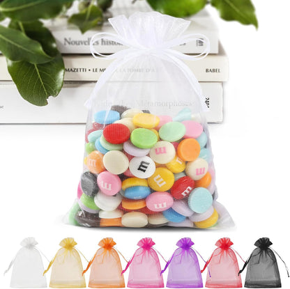 ANZNKU Pink Organza Bags 4 x 6 in 50PCS, Small Gift Bags for Goodie Candy Jewelry Soap Packaging, Cute Little Mesh Bag Drawstring Bulk for Wedding Birthday Party Favor Baby Shower & Easter Gifts Wrap
