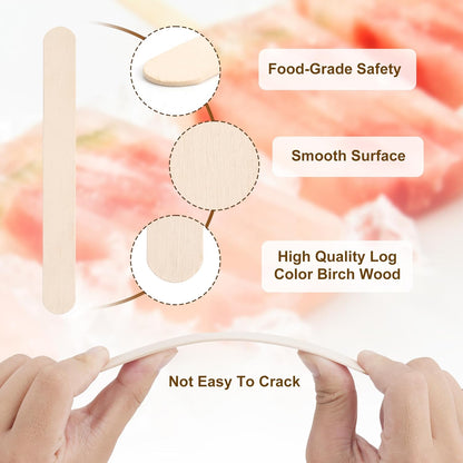 1200 Pieces Wooden Craft Sticks, 4.5 Inch Long Natural Wood Popsicle Ice Cream Sticks for DIY Wood Crafts, Hair Removal and Waxing Supplies, Paint Stirrer, Art Projects and Ice Pop Sticks