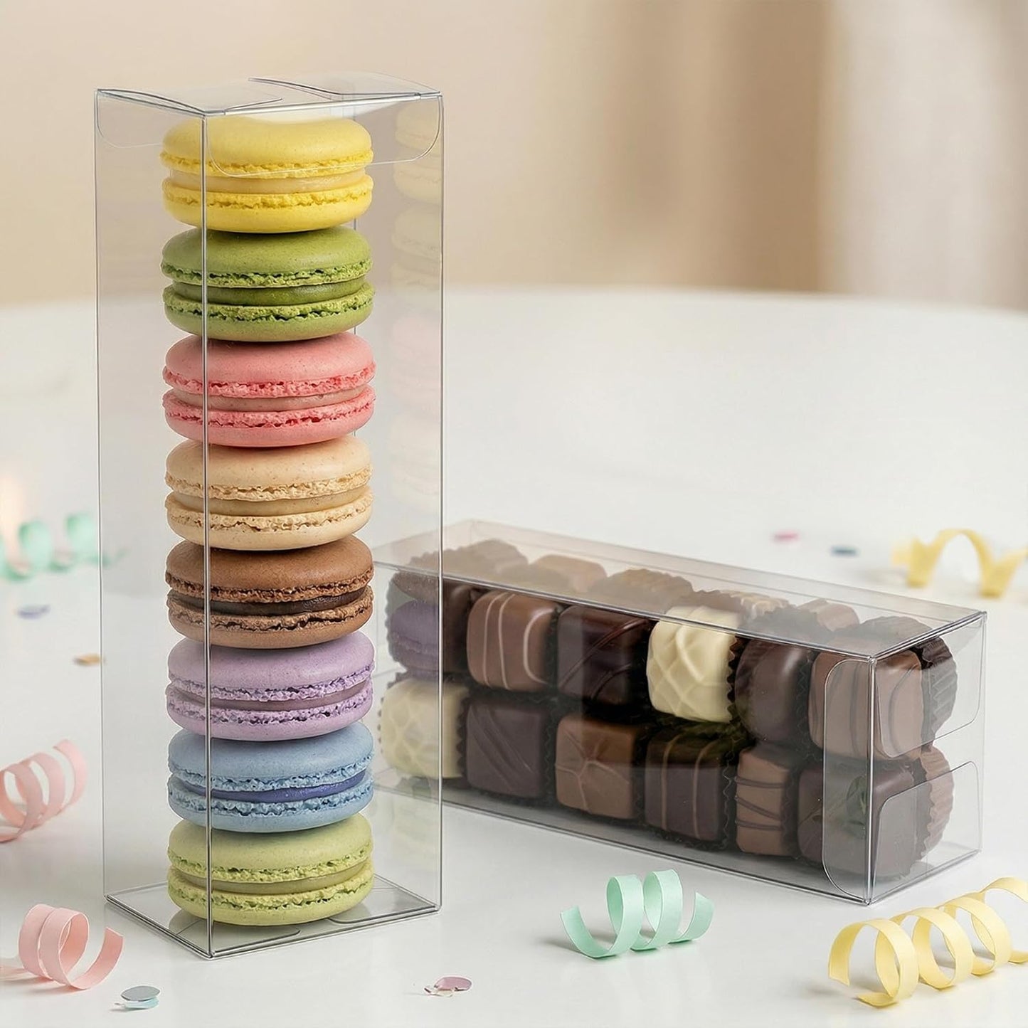 VGOODALL 100 Pcs Clear Favor Boxes, 2x2x2 Inch Small Transparent Cube Gift Boxes for Candy, Macarons, Jewelry, Wedding, Birthday, Baby Shower Party Favors