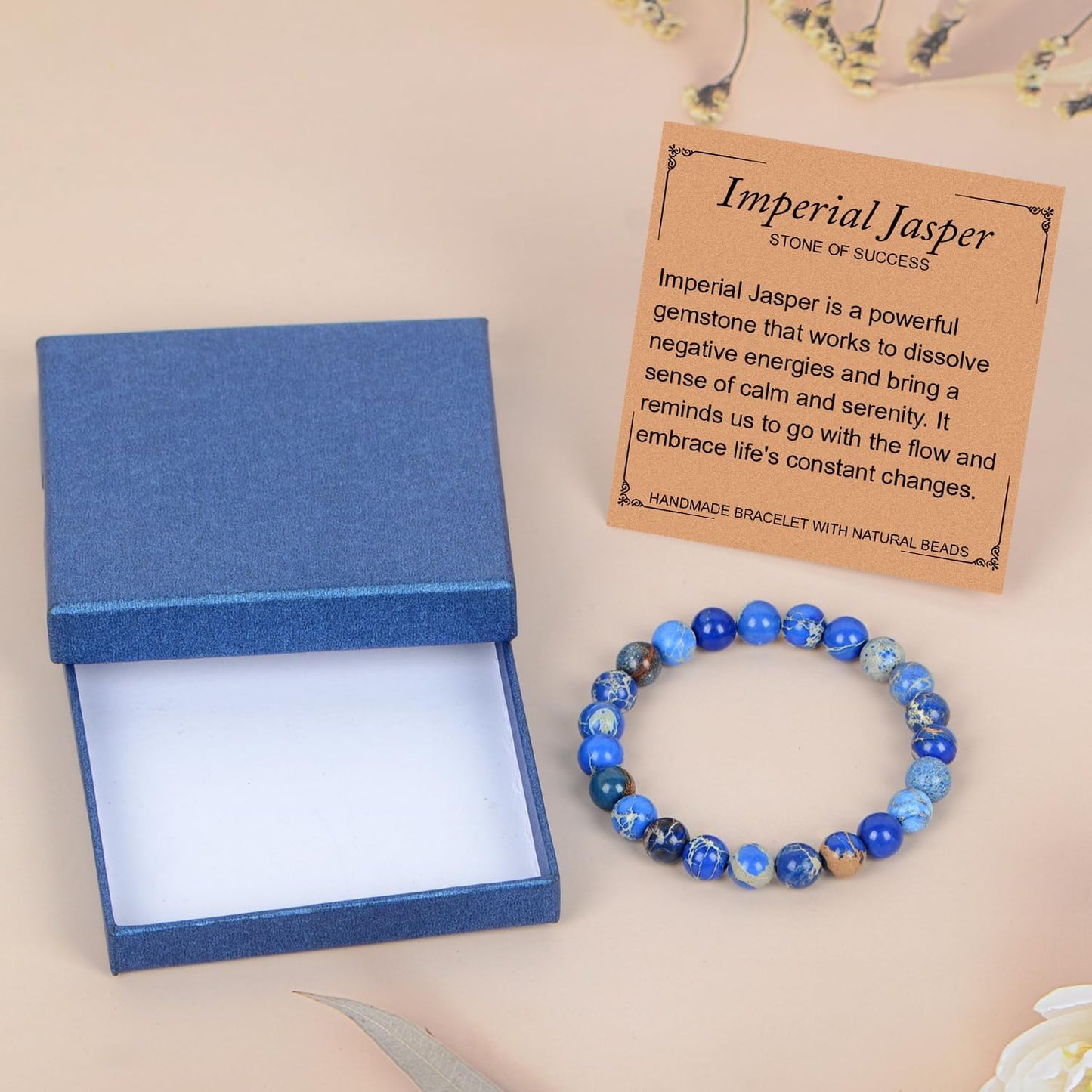 LPBeads Handmade Natural Gemstone Stretch Elastic Bracelet Healing Crystal Round Stone Beads Jewelry Gifts for Women Men
