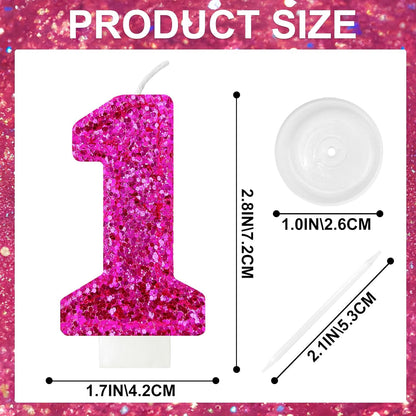 Birthday Number Candles, Glitter Number Candle Cake Decorations with Sequins, Cupcake Decorations for Girls, Women, Party Anniversary Celebrations (Number 6, Purple)