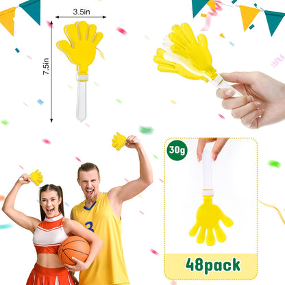 Junkin 48 Pcs Hand Clappers Bulk 7. 5 x 3. 5 Inches Noise Makers Party Favors Clapping Noise Maker Clacker for Birthdays Game Prizes Rewards Football Sporting Events Cheers Supplies (Black,White)