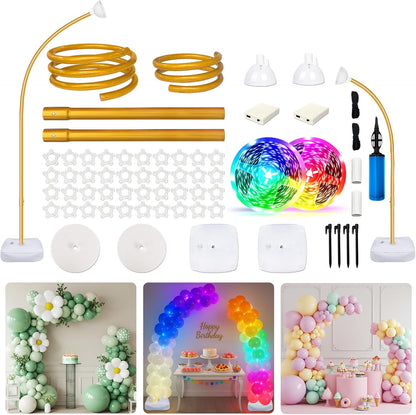 AerWo Balloon Arch Kit 9.35FT & 6FT, Free Bending Half Balloon Arch Stand with Base, Floor Gold Balloon Arch Frame Backdrop for Wedding Birthday Party Baby Shower Yard Lawn Home Christmas Decorations