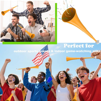 Collapsible Stadium Horn 24 Inch Vuvuzela Noise Makers Plastic Cheering Trumpet Blow Horns Noisemakers for Sporting Events Football Games School Sports Party Supplies Favors Accessories
