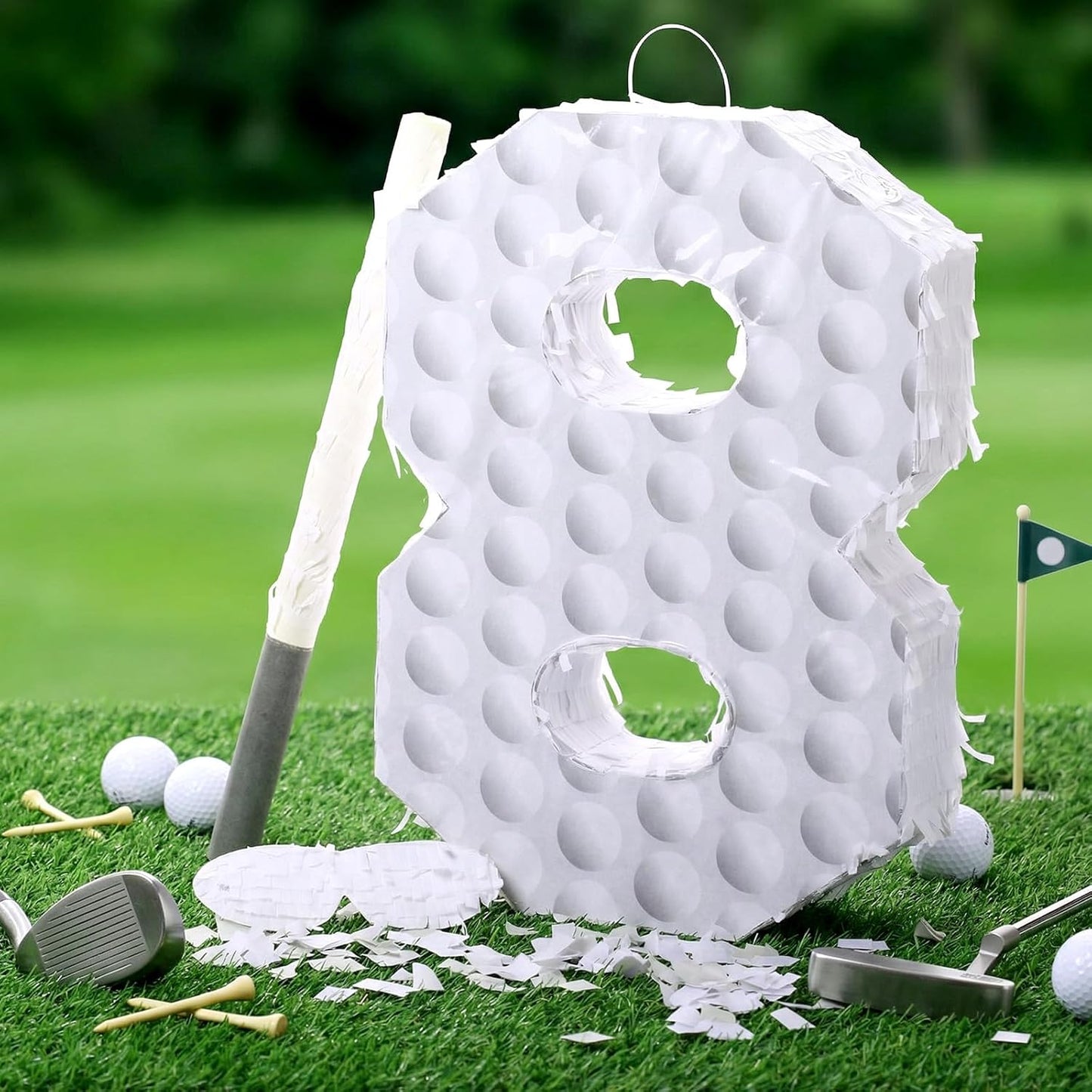 Gemscream Golf Number 7 Piñata with Stick Blindfold and Confetti Golf Birthday Decorations Sports Themed Piñata 7th Birthday Party Supplies