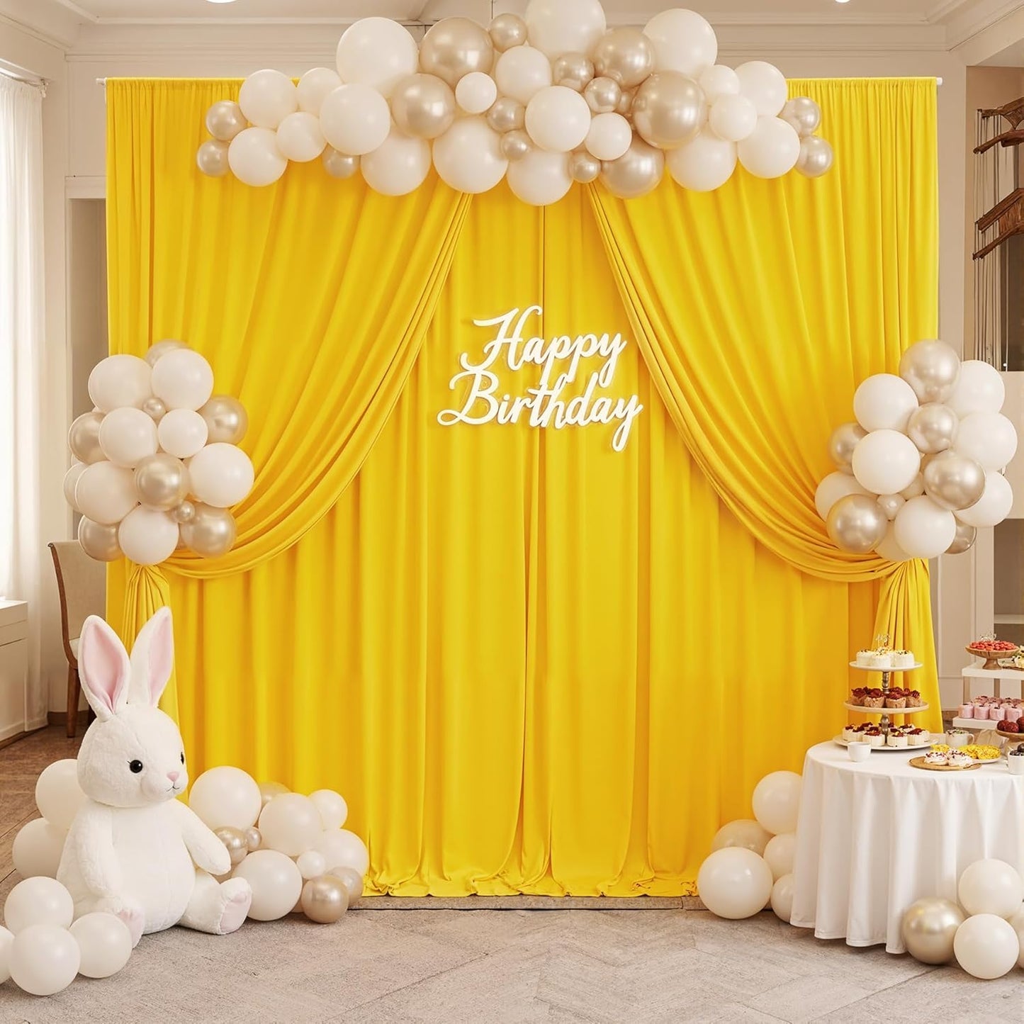 10ftx10ft Black Backdrop Curtains for Weddings Parties, Wrinkle Free 2 Panels Silky Polyester Photo Backdrop Drapes Back Drop Cloth Drapery for Birthday Mother'sDay Photography Background