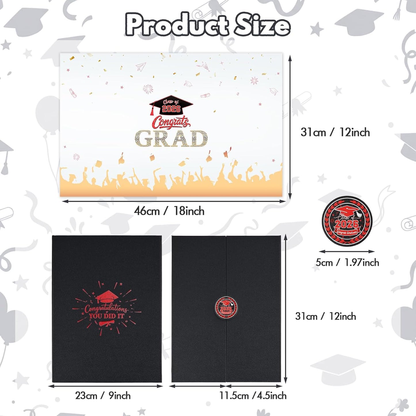 Graduation Guest Book 2026, Blue Gold Graduation Decorations Class of 2026 Graduates Sign in Book Signature Board Congrats Grad Decor Party Supplies, High School College Graduations Gifts for Her Him