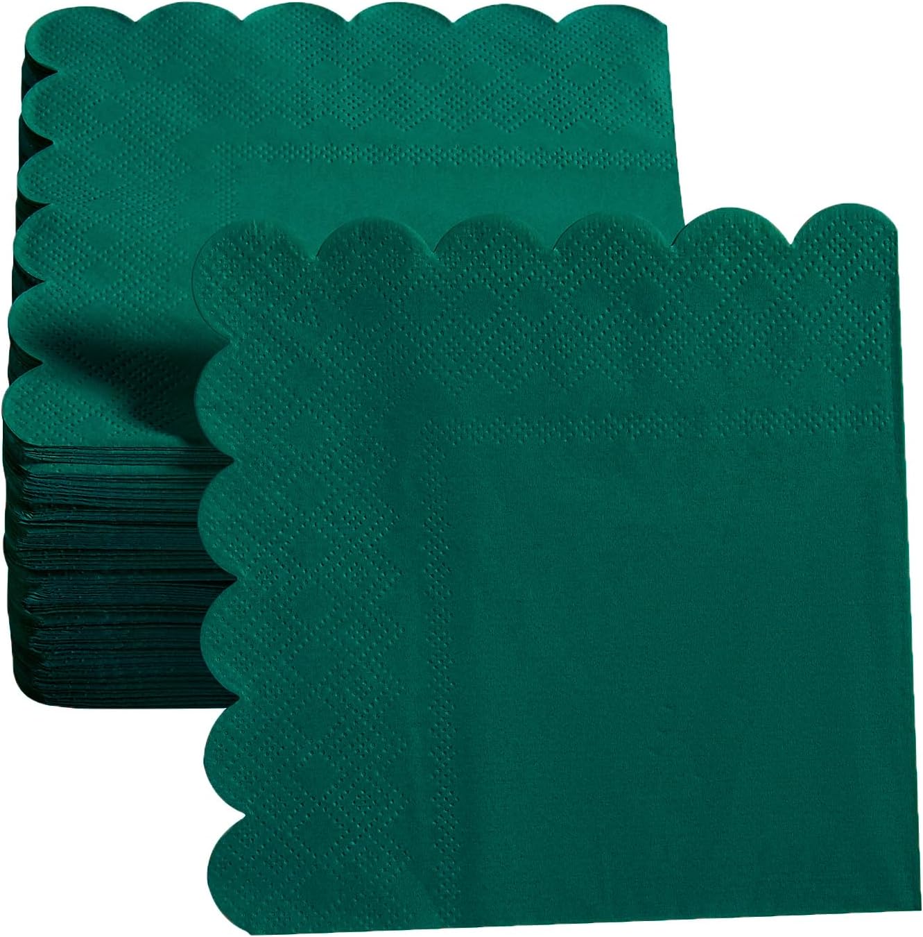 100 Pack Cocktail Napkin 2-Ply Scalloped Edged Dessert Napkins Folded 5 x 5 Inches Disposable Napkins for Dinner Wedding Birthday Party Bridal Anniversary Reception Event (Pink)