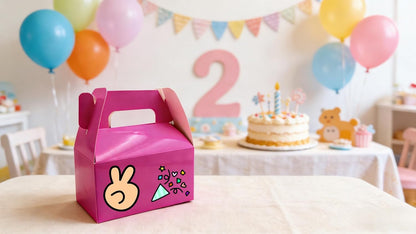 XAGLVV 24 Pack White Paper Gable Boxes,6.2 Inch Candy Boxes with Handle, Snack Party Favor& Gift Cookie bags for kids Birthday,Wedding, Baby Shower, Graduation.