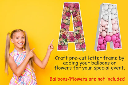 JW Passion - Premium Quality Made 3FT Tall Mosaic Balloon Frame Big Marquee Light Up Letters DIY Kit for Birthday Party Wedding Backdrop Decor Letter A Pre-Cut Foam Board