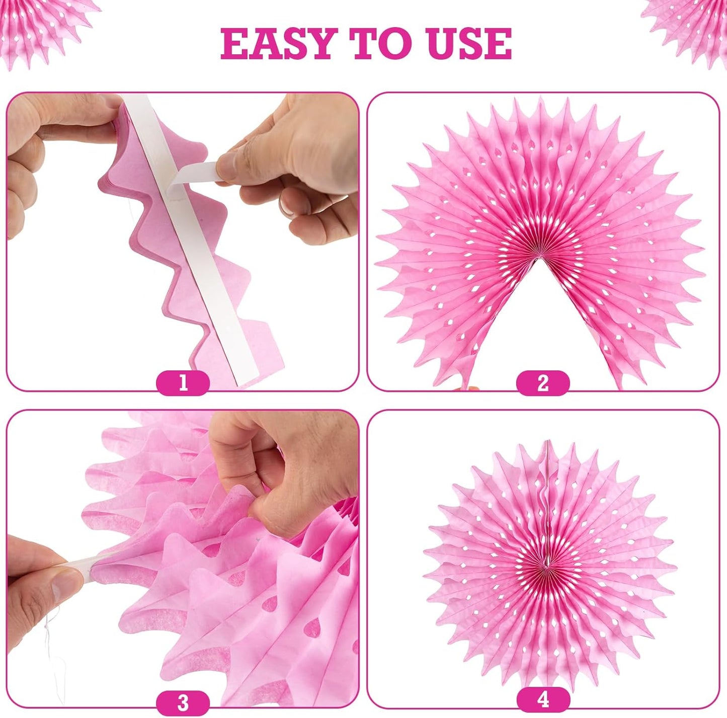 PAPER JAZZ Paper Flowers with Paper Fan Boho Hanging Decor Artificial Flowers Decorations for Wall Pink and Orange Party Decorations for Classroom, Beach Party, Summer Birthday Party Pack of 11.