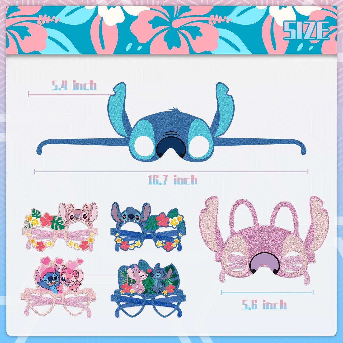 12Pcs Stitch Party Set, Party Decorative Glasses, Cosplay Decorative Glasses, Suitable for Witch Stitch Group Birthday Parties, Children's Birthday Party Gifts