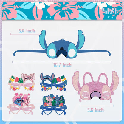 12Pcs Stitch Party Set, Party Decorative Glasses, Cosplay Decorative Glasses, Suitable for Witch Stitch Group Birthday Parties, Children's Birthday Party Gifts