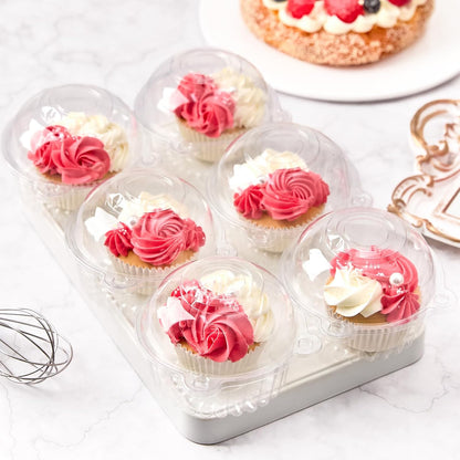 Zezzxu 100 Pack Individual Cupcake Containers, Clear Plastic Cupcake Holders with Dome Lids, Single Cupcake Carriers for Cupcakes, Hot Cocoa Bombs, Muffins, Pastries