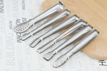 HINMAY Gold Plated Mini Serving Tongs Set 6-Inch Appetizers Tongs Stainless Steel Small Sugar Cube Tongs Ice Tongs, Set of 6