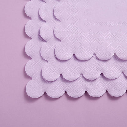 100 Pack Cocktail Napkin 2-Ply Scalloped Edged Dessert Napkins Folded 5 x 5 Inches Disposable Napkins for Dinner Wedding Birthday Party Bridal Anniversary Reception Event (Pink)