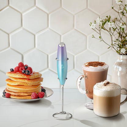 Zulay Kitchen Powerful Milk Frother Wand With Duracell Batteries - Ultra Fast Handheld Drink Mixer - Electric Whisk Foam Maker for Coffee, Lattes, Cappuccino & Matcha - Z1 Motor - Black - Colors A