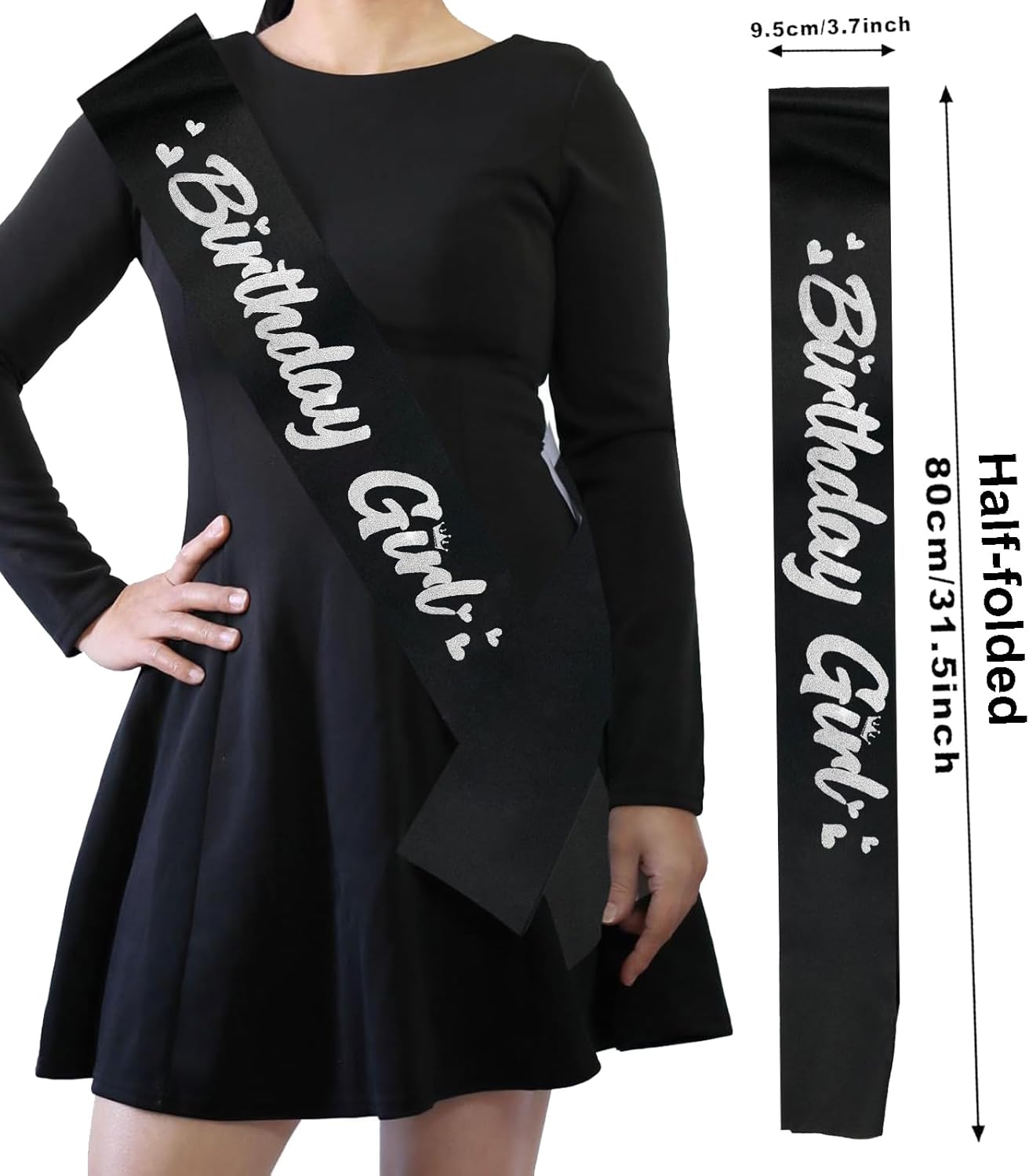 ‘Birthday Girl' Birthday Sash Royal Blue with Glitter Silver Letters Birthday Sash for Women, Sweet 16, 18th 21st B-day Sash
