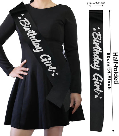‘Birthday Girl' Birthday Sash Royal Blue with Glitter Silver Letters Birthday Sash for Women, Sweet 16, 18th 21st B-day Sash