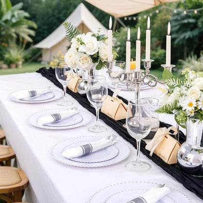 Supernal 240 Silver Plastic Silverware Set - 60 Sets Pre Rolled Napkins with Cutlery - Mirror Polished Real Look Disposable Silver Utensils- Elegant Heavy Duty Flatware for Weddings & Catering