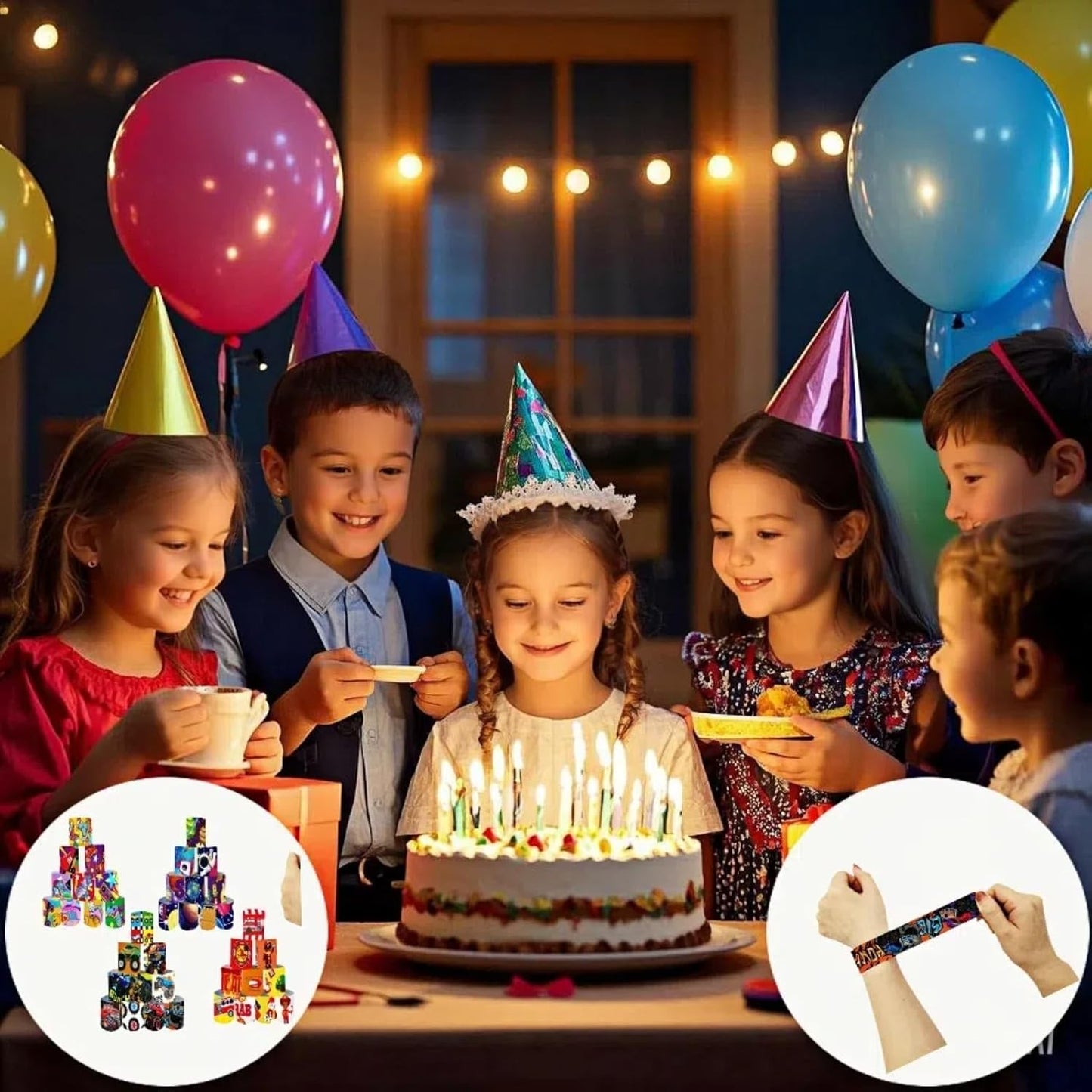 Slap Bracelets Party Favors 48Pcs Slap Bracelets Bulk Party Snap Bracelets Gifts for kids Butterflies,Space multi-themed School Classroom Prizes Exchange (B:Space,Trucks,Fire trucks,Roller skates)