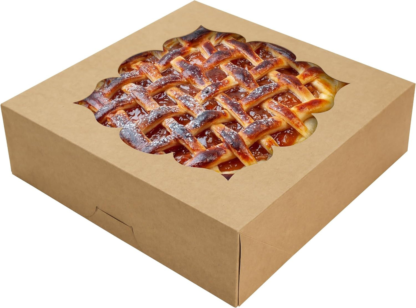 NPLUX 30 Pack Pie Boxes with Window 10x10x3 in Bakery Boxes Perfect for Pies, Cheesecake, Cookies, Muffins and Chocolate Covered Strawberries (White)