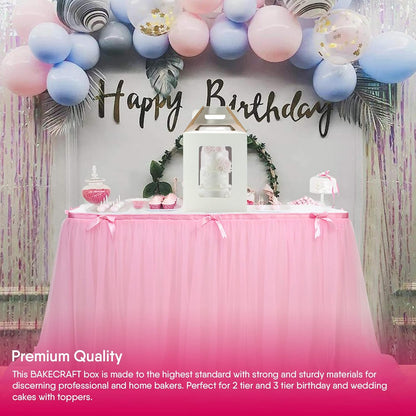 4 Pack Tri-Handle Tall Cake Boxes With Windows In 2 Sizes 10x10x12 & 12x12x14 + 4 Cake Boards 10" & 12", Bakery Caddy Carrier Container With Handle Ideal for 12" & 14" Tiered Cakes