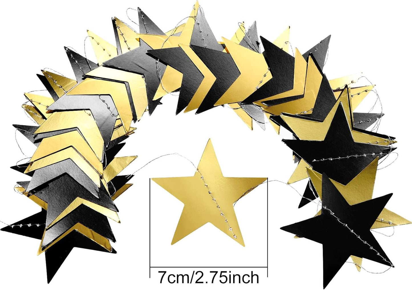 Patelai Glitter Star Garland Banner 2026 Graduation Decor 130 Feet Star Hanging Banner Twinkle Backdrop for Party Birthday Classroom Wedding Supplies(Gold)