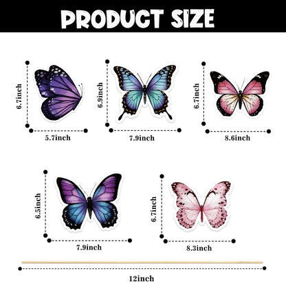 Beautiful Butterfly Centerpiece Sticks - Floral Baby Shower or Birthday Table Toppers - Butterfly Themed Gender Reveal Bridal Shower Party Decoration- Set of 15