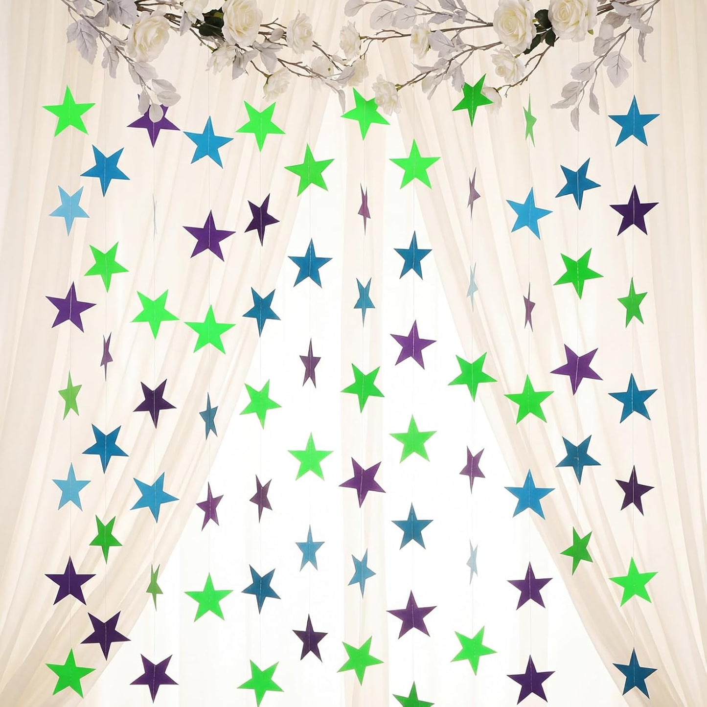 Patelai Glitter Star Garland Banner 2026 Graduation Decor 130 Feet Star Hanging Banner Twinkle Backdrop for Party Birthday Classroom Wedding Supplies(Gold)