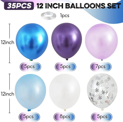 Blue Silver Balloons Set, 12 Inch Blue and Silver Balloons Dark Navy and Confetti Party Latex Balloon, Macaron Metallic Baby Blue Mixed Balloon for Birthday Graduation Baby Shower Wedding Retirement