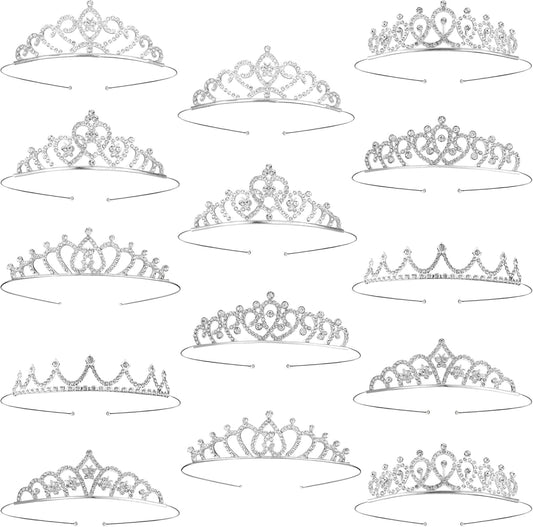14PCS Silver Tiaras Crowns Headbands for Girls 7 Styles Metal Princess Crowns Tiara Headband for Women Girls Princess Dress Up Costume Perfect for Birthday Party Wedding Prom