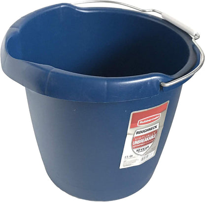 Rubbermaid Roughneck Square Bucket 12-Quart Blue Sturdy Pail Bucket Organizer Household Cleaning Supplies Projects Mopping Storage Comfortable Durable Grip Pour Handle