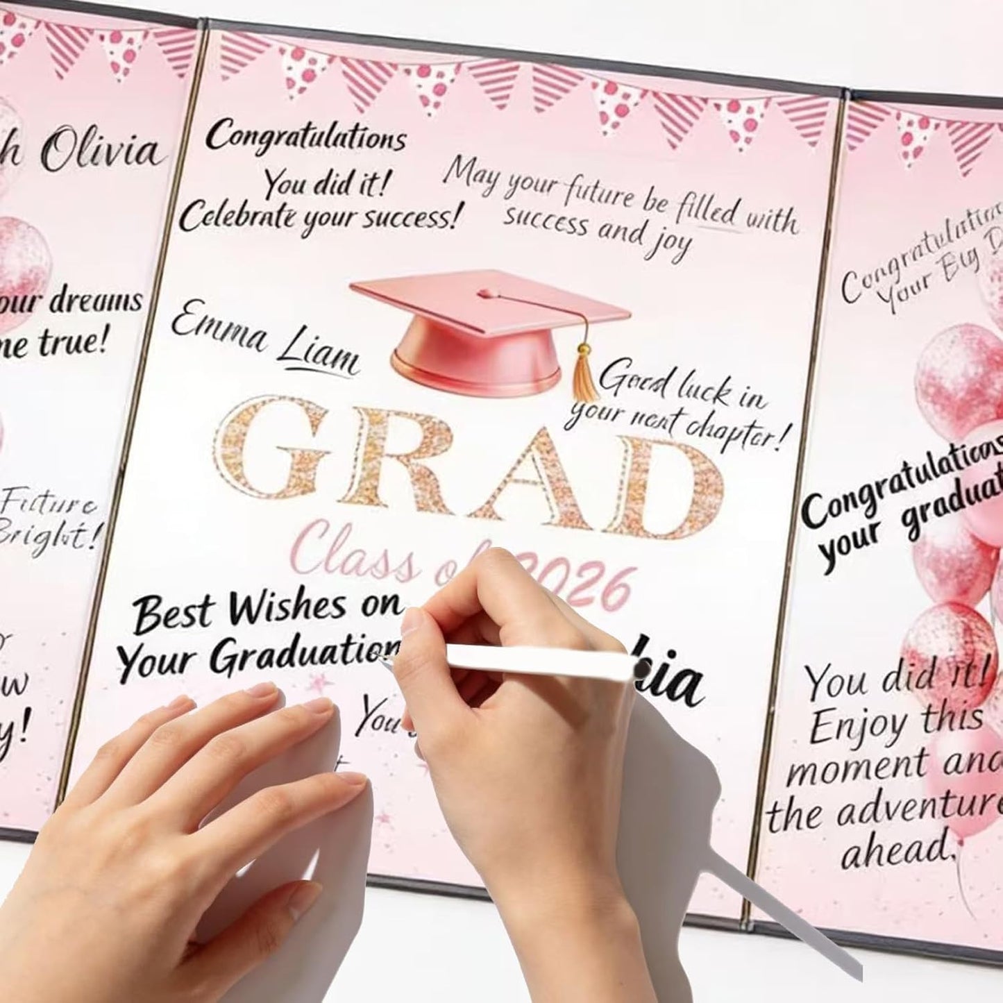 Green Graduation Party Decorations Class of 2026 - Extra Large 22" x 14" Graduation Guest Book to Sign Signature Board for Graduation Gifts Congrats Grad Party Favors Supplies Decor Keepsake