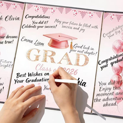 Green Graduation Party Decorations Class of 2026 - Extra Large 22" x 14" Graduation Guest Book to Sign Signature Board for Graduation Gifts Congrats Grad Party Favors Supplies Decor Keepsake
