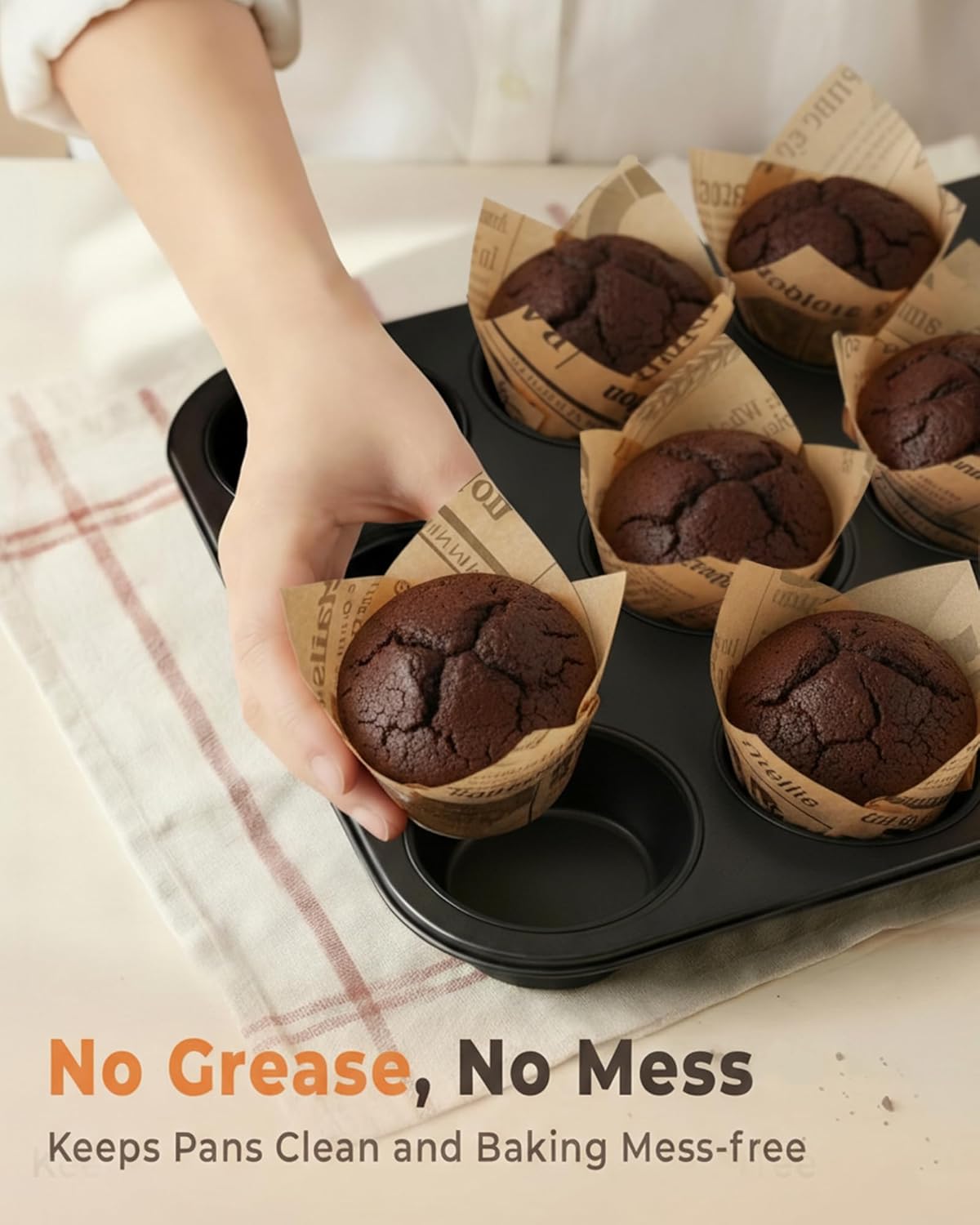 Bake Choice 200pcs Natural Tulip Cupcake Liners for Baking Cups Unbleached European Parchment paper Tulip Muffin Liners, Cupcake Wrapper for Party, Christmas