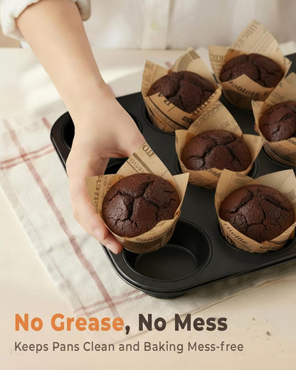 Bake Choice 200pcs Natural Tulip Cupcake Liners for Baking Cups Unbleached European Parchment paper Tulip Muffin Liners, Cupcake Wrapper for Party, Christmas