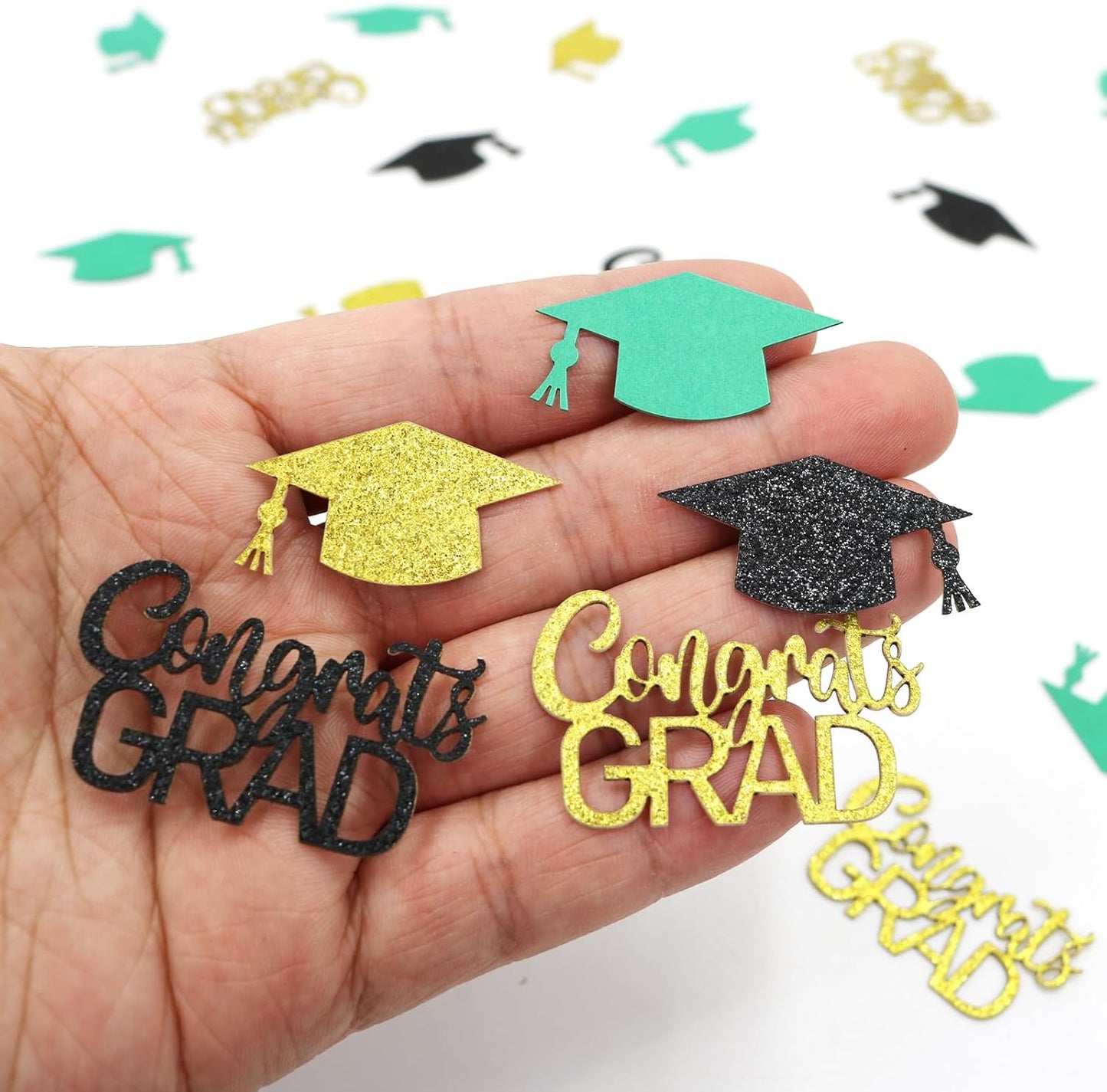 200PC Gold Graduation Confetti Class of 2026 Congrats Grad Confetti for Table Grad Cap Scatters for Graduation party decorations 2026
