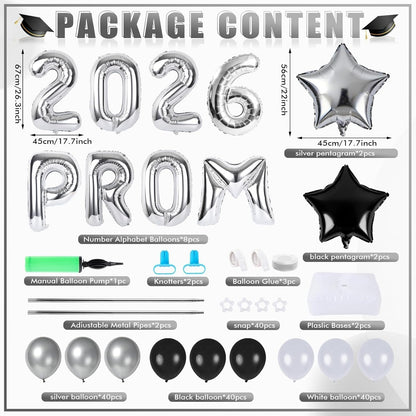 2 Sets Graduation Balloon Column Stand Kits with Balloons 2026 Grad Themed Decoration Navy Blue Balloon Tower Stand Kit for Grad High School & College Celebration Party Decor