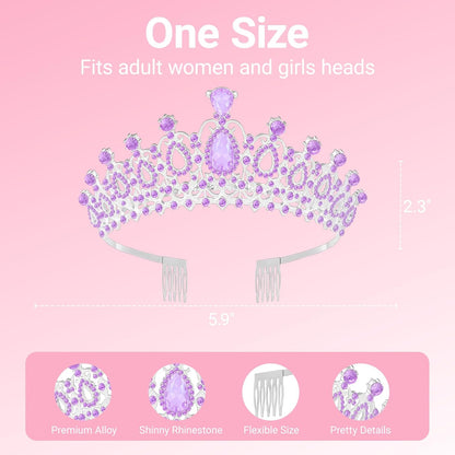 Birthday Tiara and Crown with Sash, Birthday Tiara for Women Party Silver