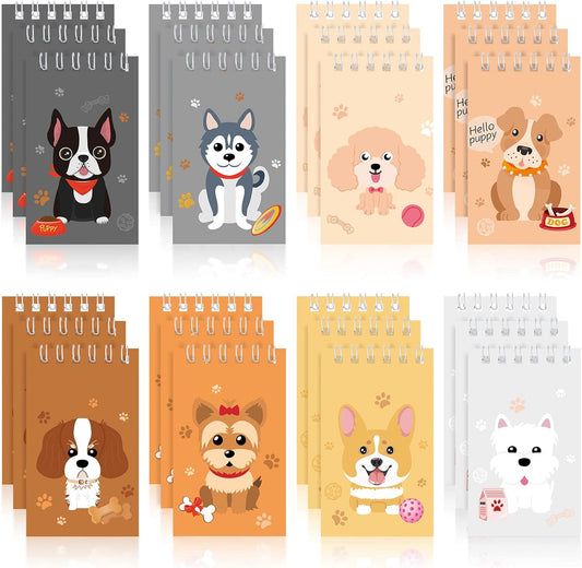 Gersoniel 24 Pcs Mini Dog Notepads Small Notebooks Dog Themed Party Favor Bulk Puppy Spiral Pocket Gifts Birthday Rewards Goody Bag Party Supplies, 2.36 x 3.94 Inch(Cute Style)