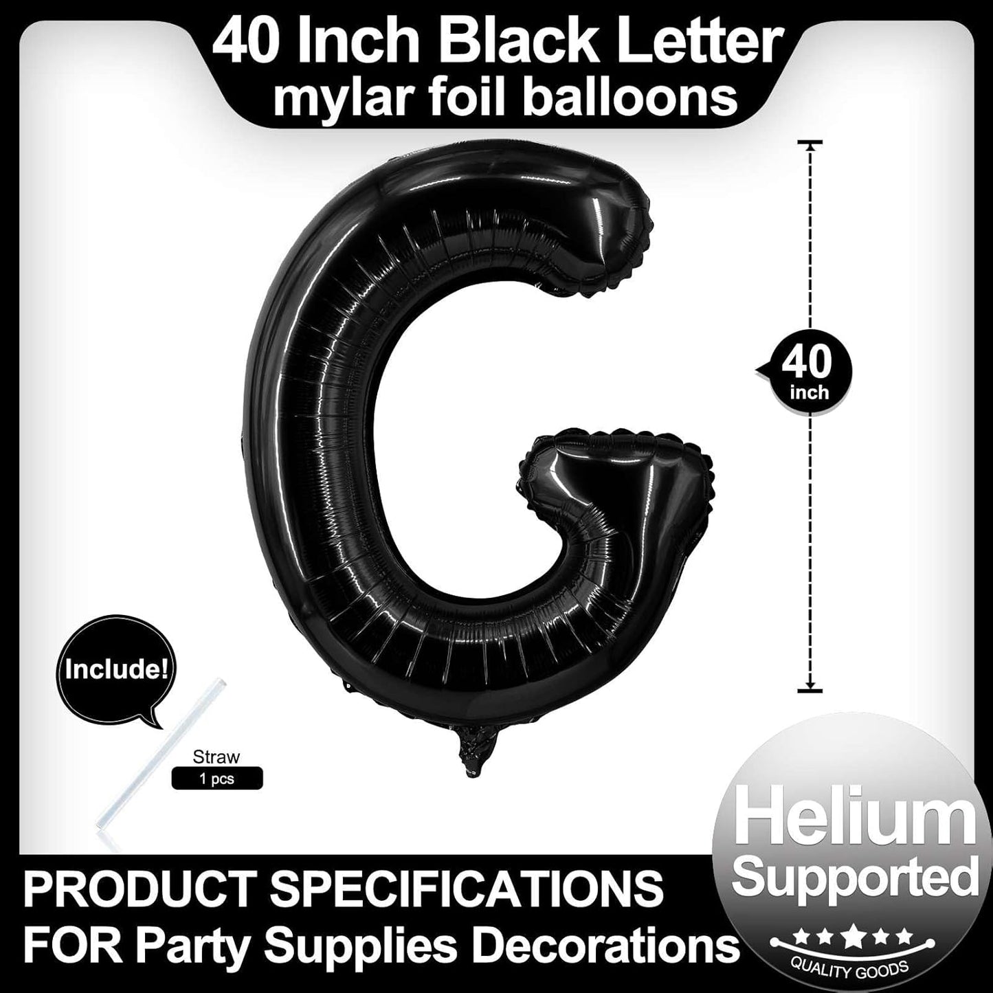 40 Inch Black Letter A Balloons, DIY Phrase Foil Alphabet Letter A Balloons DIY Word A Banner for Birthday Anniversary Celebration Graduation Party Supplies Decoration