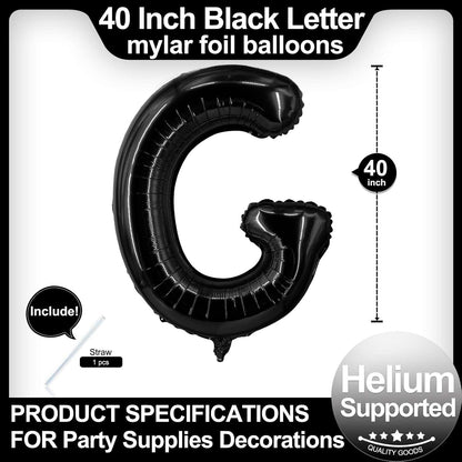 40 Inch Black Letter A Balloons, DIY Phrase Foil Alphabet Letter A Balloons DIY Word A Banner for Birthday Anniversary Celebration Graduation Party Supplies Decoration