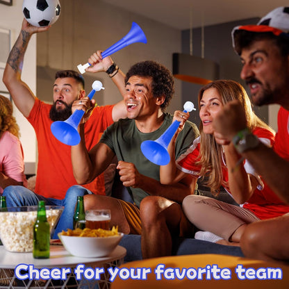 Denylo pro Collapsible Stadium Horn 24 Inch Vuvuzela Plastic Trumpet Horn Blue Blow Horn Loud Sound Soccer Horn Noisemakers for Sporting Events Graduation Party Supplies