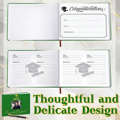 Geyoga 2026 Graduation Guest Book with Pen, 144 Pages Class of 2026 Graduation Party Guest Sign in Book Memory Scrapbook for High School Senior Nights College Grad Gifts, 6 x 8 Inch(Black)