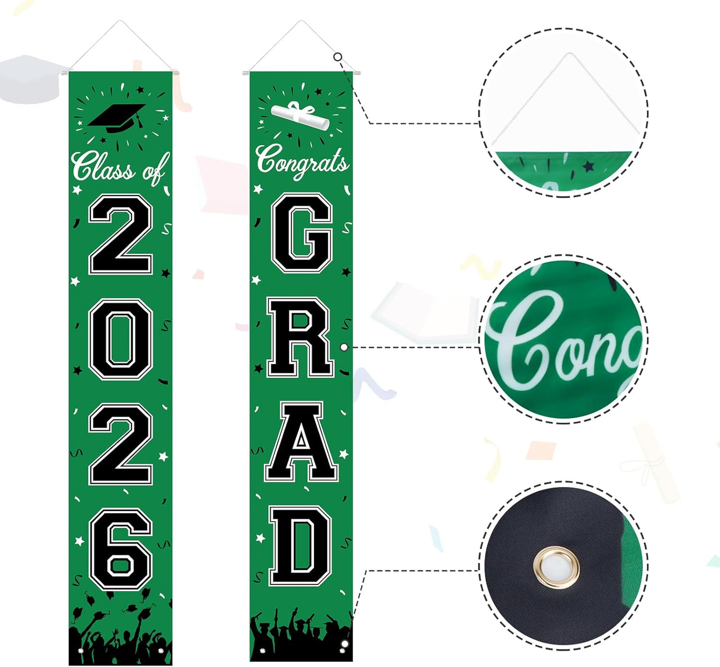 2026 Graduation Decorations, Graduation Banner Class of 2026, Hanging Congratulations/Congrats Grad Banner for Door and Porch, Party Decor - Black