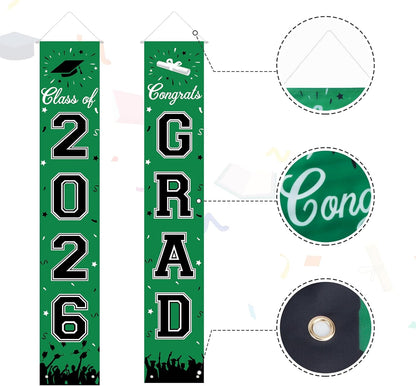 2026 Graduation Decorations, Graduation Banner Class of 2026, Hanging Congratulations/Congrats Grad Banner for Door and Porch, Party Decor - Black